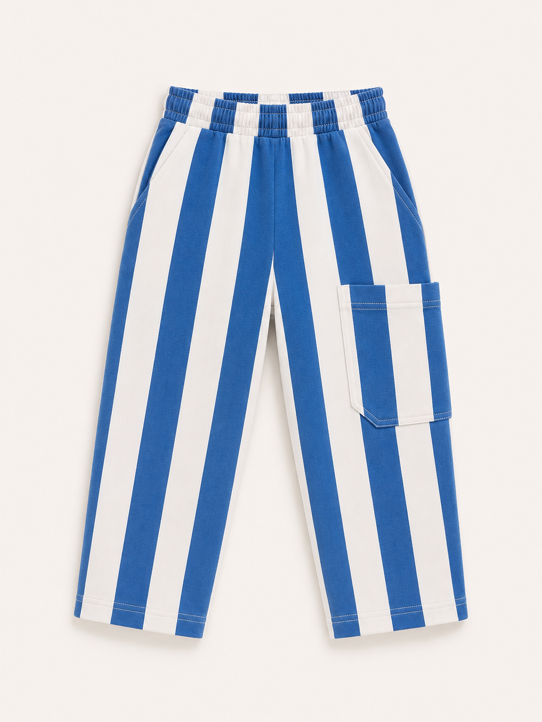 Kids Striped French Terry Pants – Blue (240 GSM Cotton)