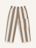 Kids Striped French Terry Pants – Brown (240 GSM Cotton)
