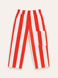 Kids Striped French Terry Pants – Red (240 GSM Cotton)
