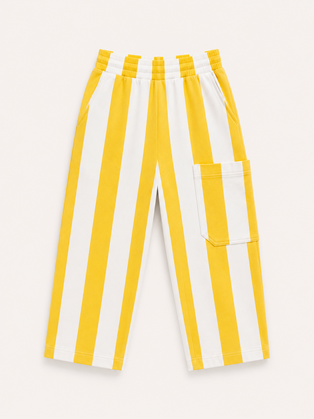 Kids Striped French Terry Pants – Yellow (240 GSM Cotton)
