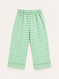 Kids Gingham Seersucker Pants – Green (120 GSM Cotton)