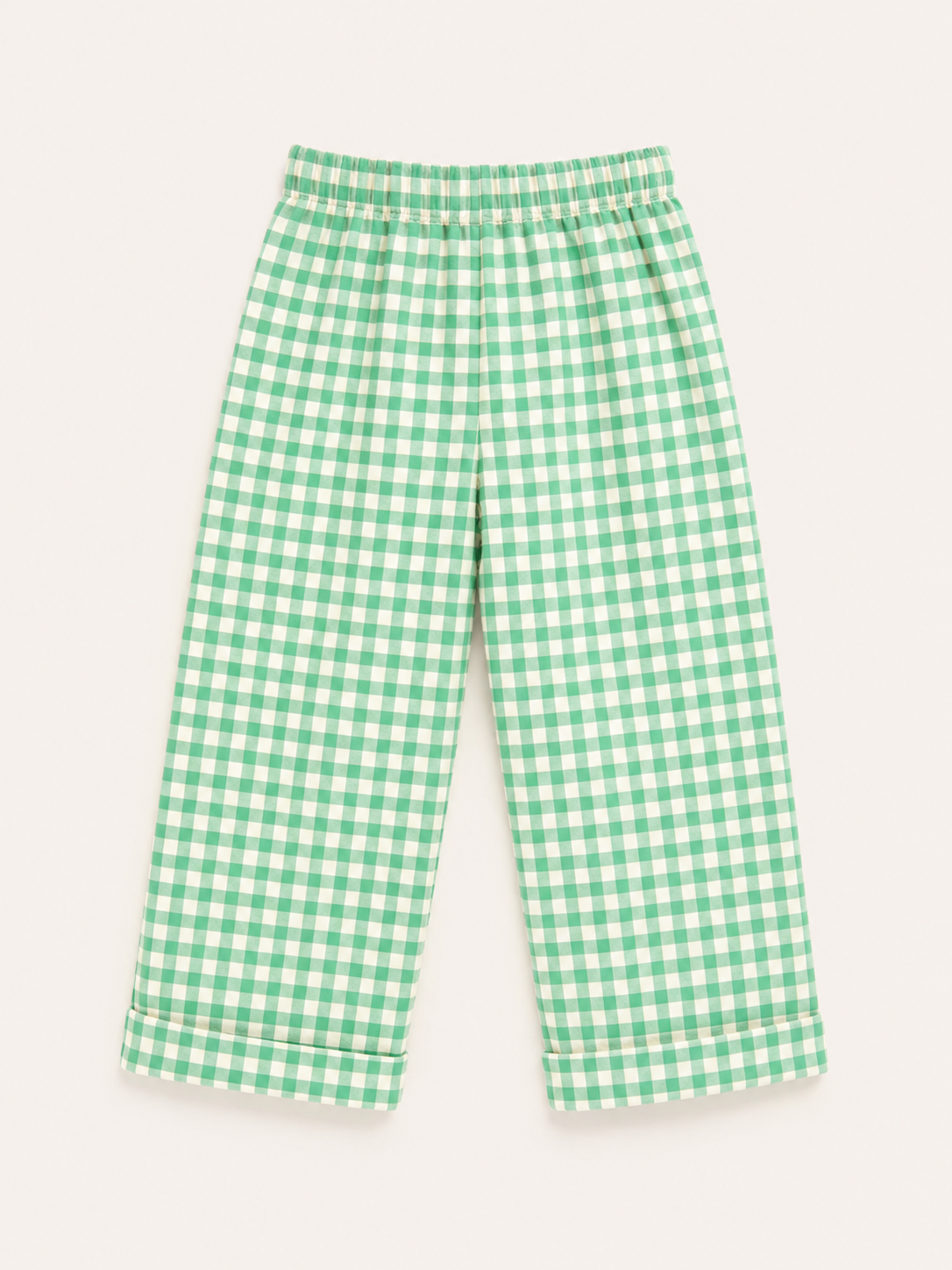 Kids Gingham Seersucker Pants – Green (120 GSM Cotton)