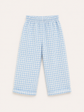 Kids Gingham Seersucker Pants – Blue (120 GSM Cotton)