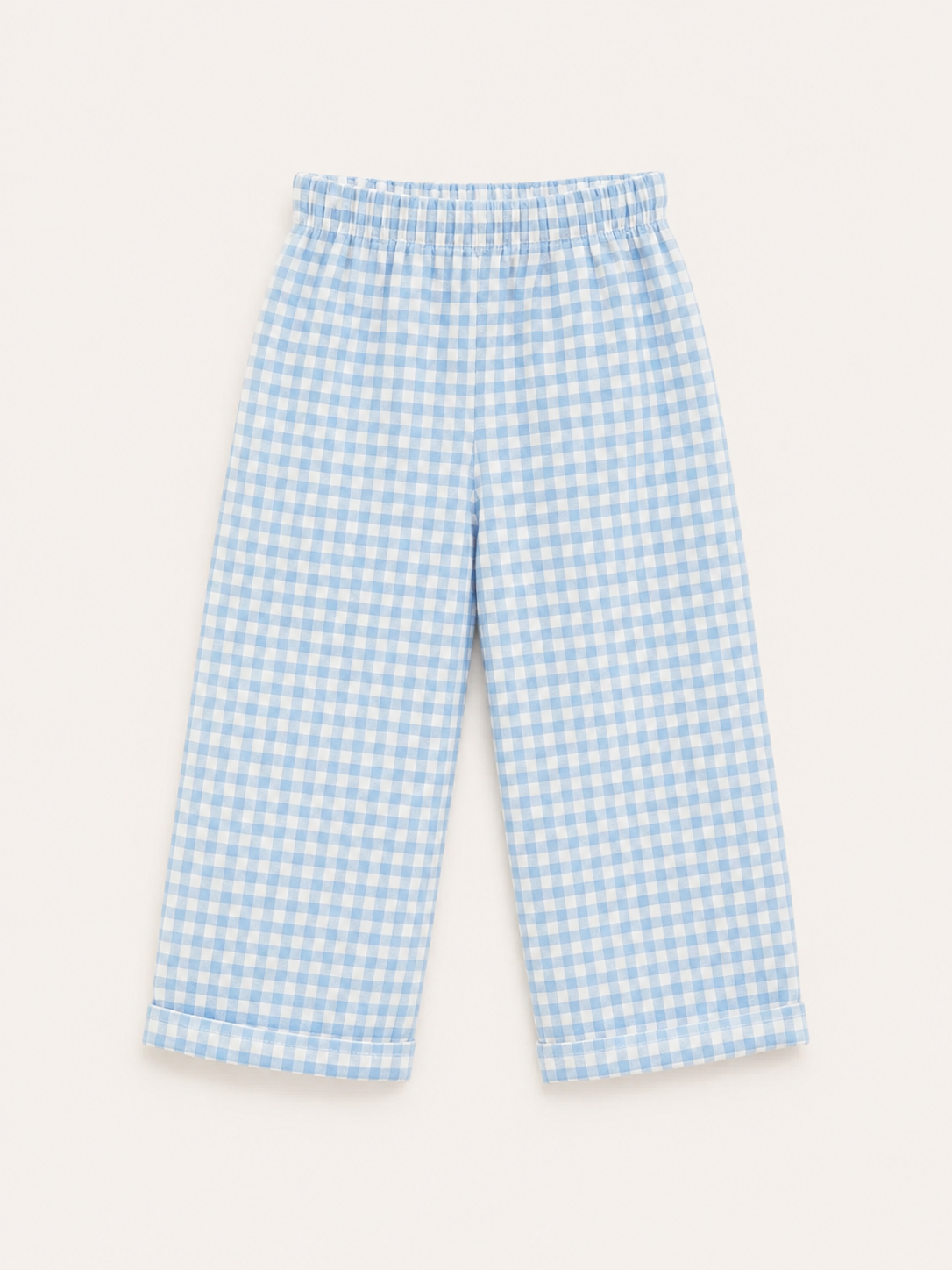 Kids Gingham Seersucker Pants – Blue (120 GSM Cotton)